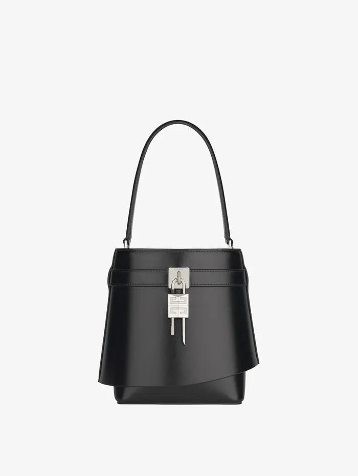 Givenchy Shark Lock Bucket Bag In Box Leather Black Women Crossbody Bags