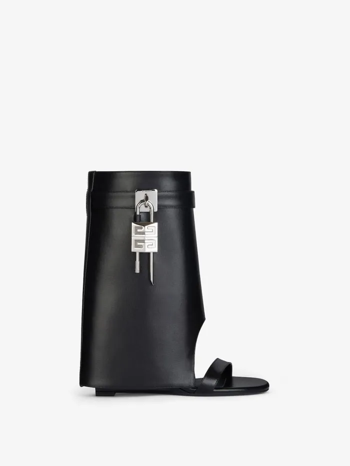 Givenchy Shark Lock Sandals In Leather Black Women Shark Lock
