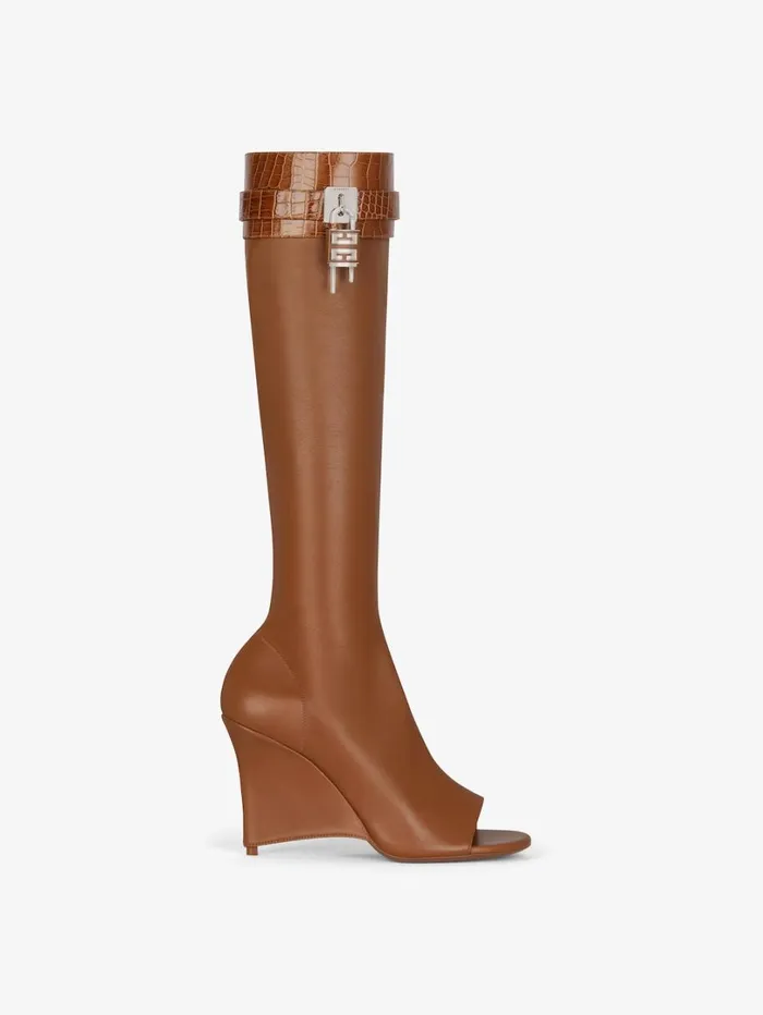 Givenchy Shark Lock Stiletto Sandal Boots In Leather Chestnut Women Shark Lock Givenchy Shark Lock Stiletto Sandal Boots In Leather Chestnut Women Shark Lock