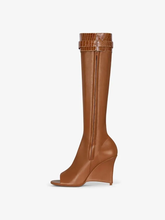 Givenchy Shark Lock Stiletto Sandal Boots In Leather Chestnut Women Shark Lock Givenchy Shark Lock Stiletto Sandal Boots In Leather Chestnut Women Shark Lock
