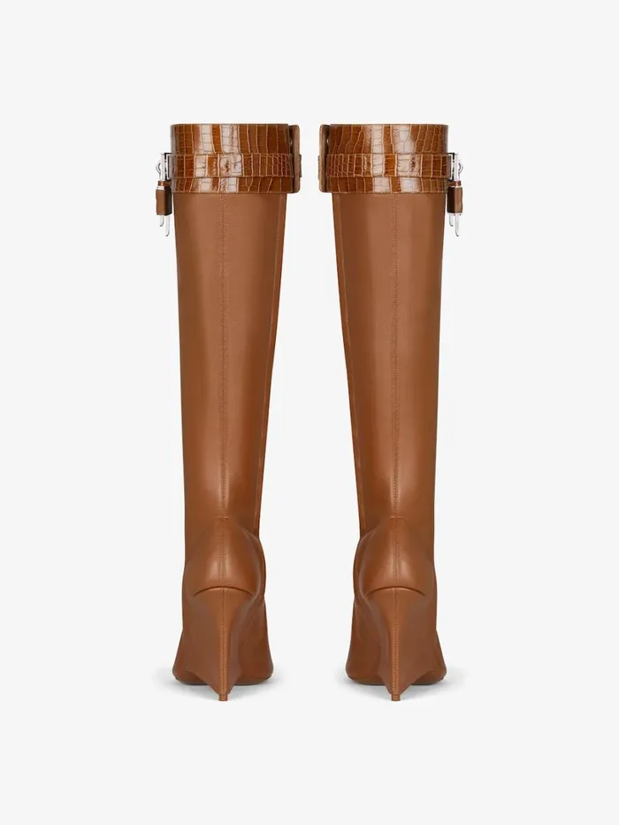 Givenchy Shark Lock Stiletto Sandal Boots In Leather Chestnut Women Shark Lock Givenchy Shark Lock Stiletto Sandal Boots In Leather Chestnut Women Shark Lock
