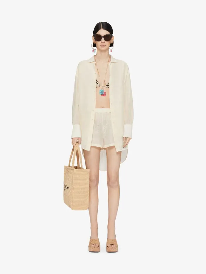 Givenchy Shorts In Silk And Linen Ivory Women Pants and Shorts