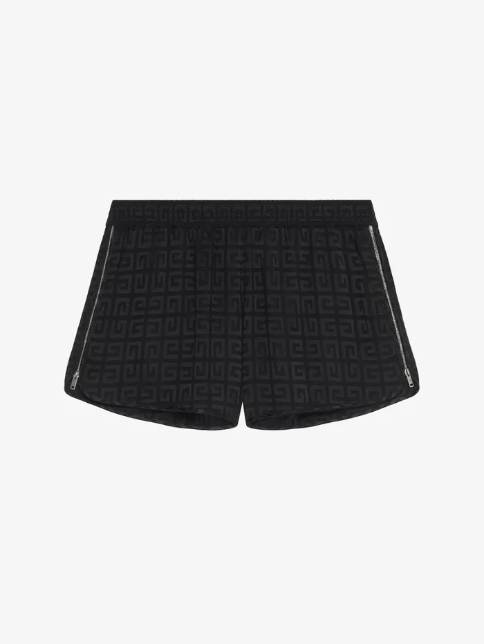 Givenchy Shorts With Zips In 4G Jacquard Black Women Pants and Shorts