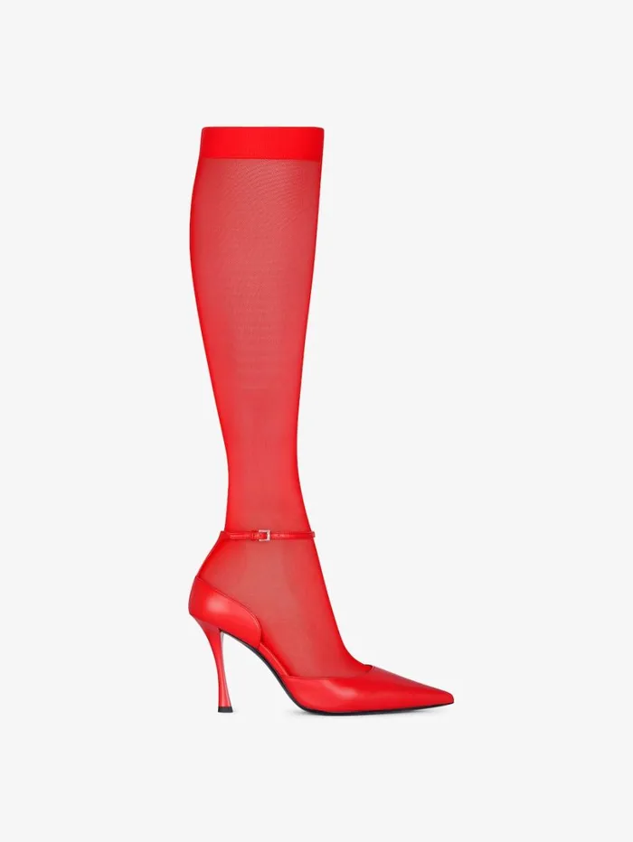 Givenchy Show Pumps In Leather With Stockings Red Women Heels