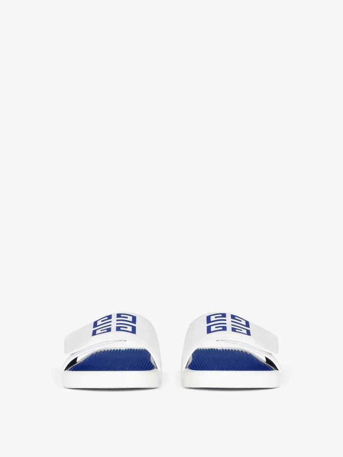 Givenchy Slide Flat Sandals In Synthetic Leather Whiteblue Men Slides and Sandals Givenchy Slide Flat Sandals In Synthetic Leather Whiteblue Men Slides and Sandals