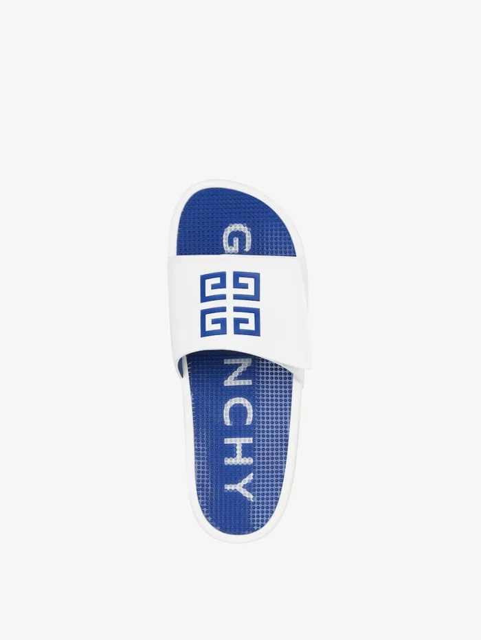 Givenchy Slide Flat Sandals In Synthetic Leather Whiteblue Men Slides and Sandals Givenchy Slide Flat Sandals In Synthetic Leather Whiteblue Men Slides and Sandals
