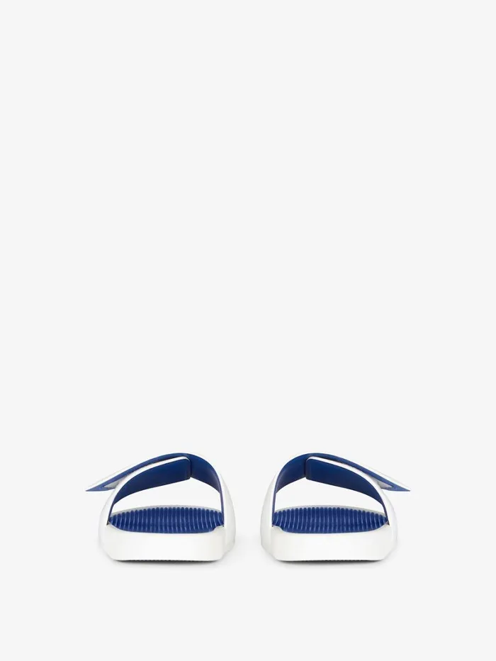 Givenchy Slide Flat Sandals In Synthetic Leather Whiteblue Men Slides and Sandals Givenchy Slide Flat Sandals In Synthetic Leather Whiteblue Men Slides and Sandals