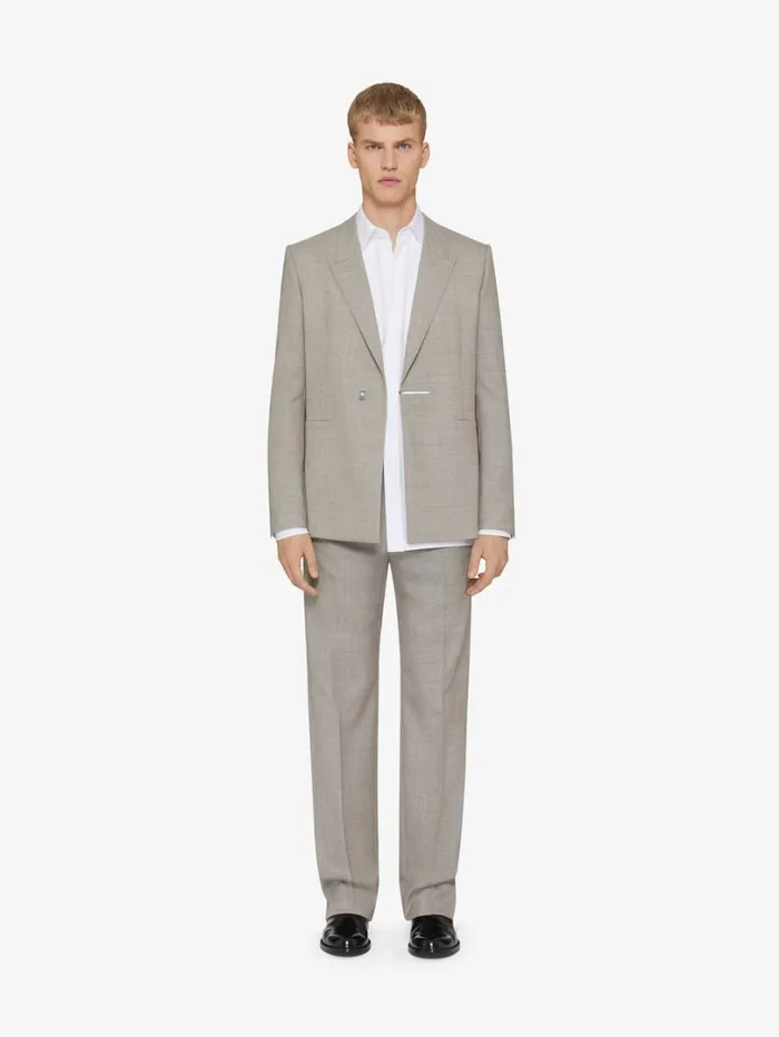 Givenchy Slim Fit Jacket In Wool Greybeige Men Coats and Jackets