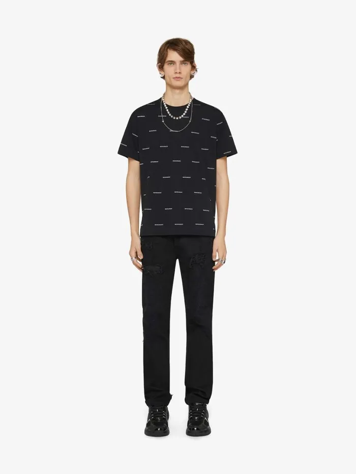 Givenchy Slim Fit Jeans In Destroyed Denim Black Men Pants and Shorts
