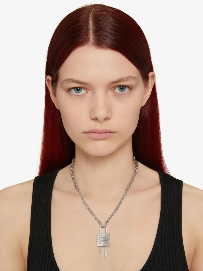 Givenchy Small Lock Necklace In Metal Silvery WomenMen Jewelry