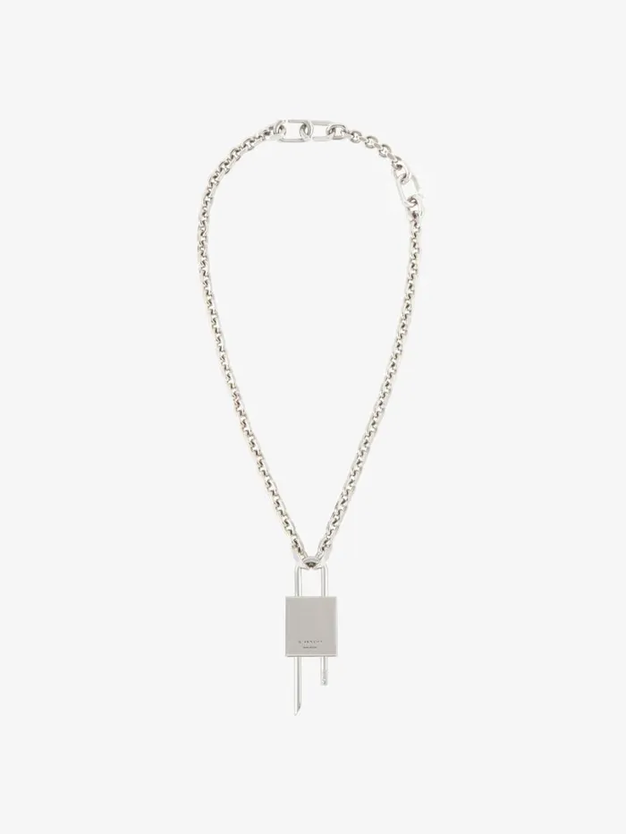 Givenchy Small Lock Necklace In Metal Silvery WomenMen Jewelry