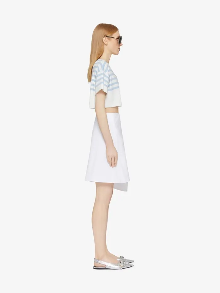 Givenchy Striped Cropped Tshirt In Cotton 4G Detail Whitelight Blue Women TShirts