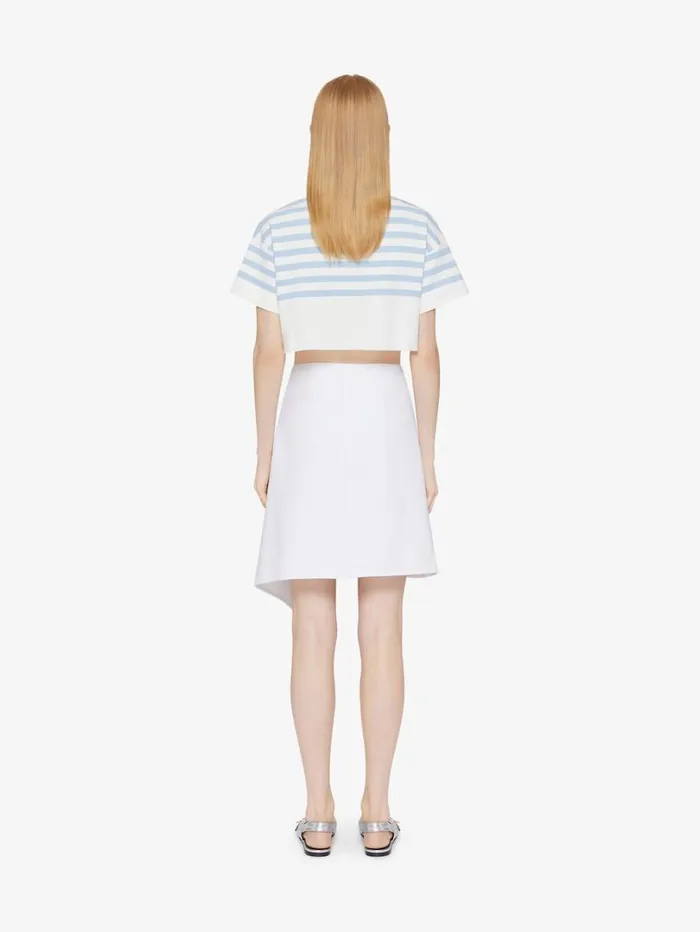 Givenchy Striped Cropped Tshirt In Cotton 4G Detail Whitelight Blue Women TShirts
