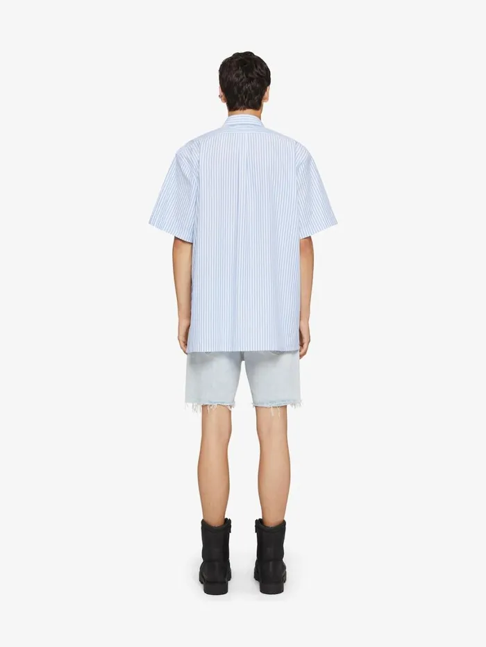 Givenchy Striped GIVENCHY Crest Shirt In Cotton Light Blue Men Shirts