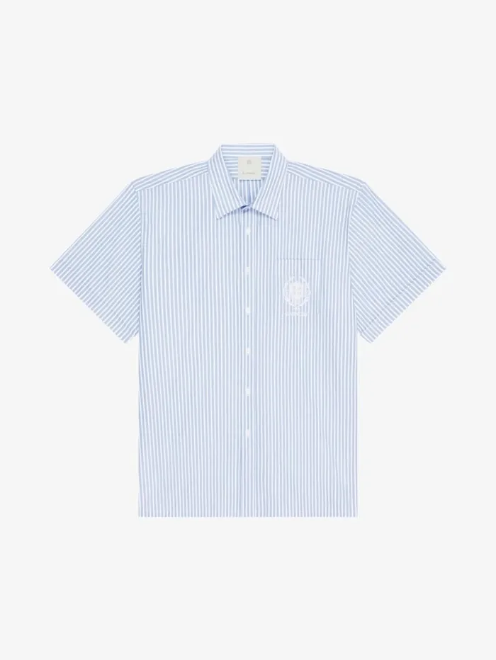 Givenchy Striped GIVENCHY Crest Shirt In Cotton Light Blue Men Shirts