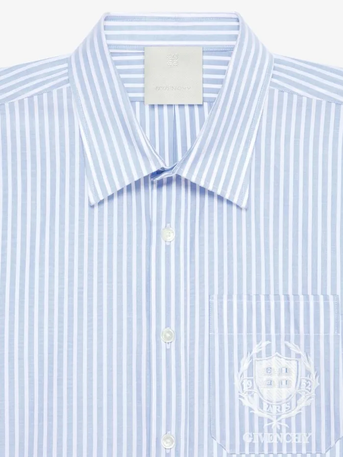 Givenchy Striped GIVENCHY Crest Shirt In Cotton Light Blue Men Shirts