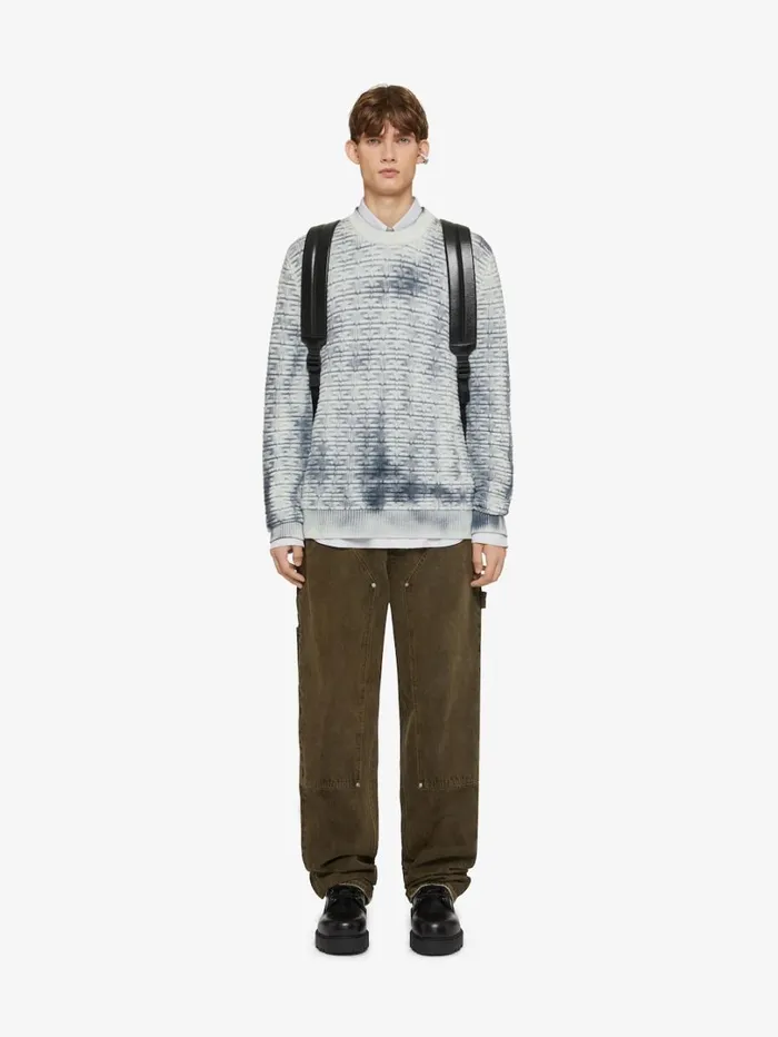 Givenchy Sweater In 4G Wool With Overdyed Effect Blackwhite Men Knitwear