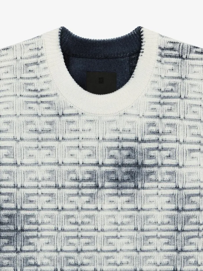 Givenchy Sweater In 4G Wool With Overdyed Effect Blackwhite Men Knitwear
