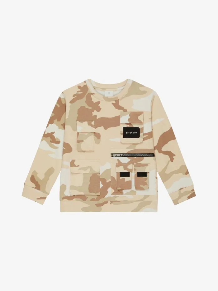 Givenchy Sweatshirt In Cargo Print Fleece Creambeige Men Boy 4 To 12 Years