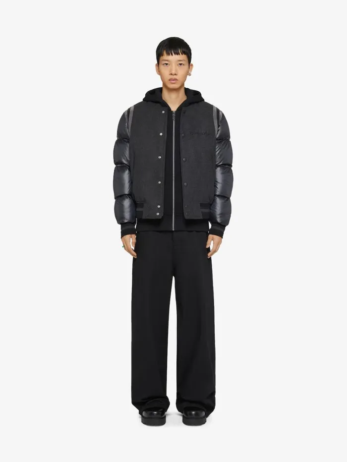 Givenchy Varsity Jacket In Wool With Puffer Sleeves And Back Blackgrey Men Outerwear and Blousons Givenchy Varsity Jacket In Wool With Puffer Sleeves And Back Blackgrey Men Outerwear and Blousons