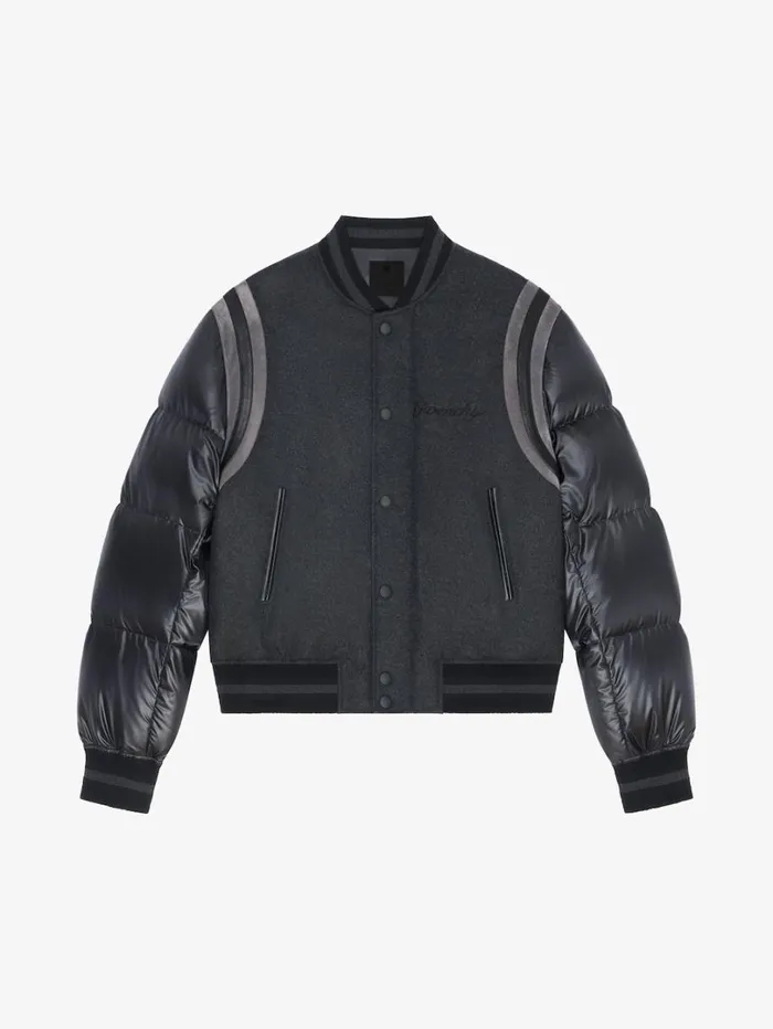 Givenchy Varsity Jacket In Wool With Puffer Sleeves And Back Blackgrey Men Outerwear and Blousons