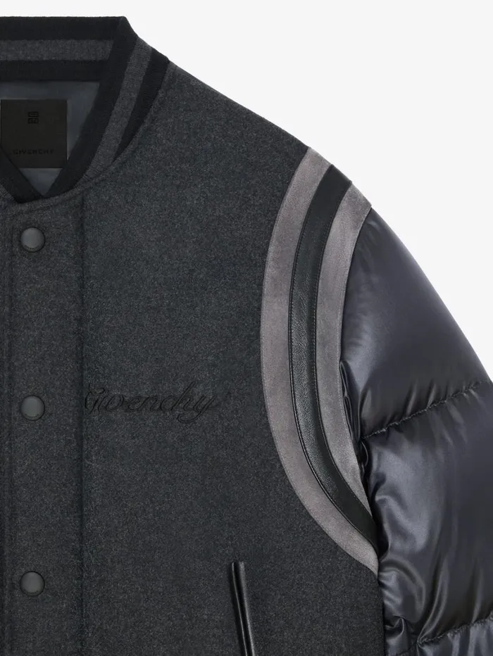 Givenchy Varsity Jacket In Wool With Puffer Sleeves And Back Blackgrey Men Outerwear and Blousons