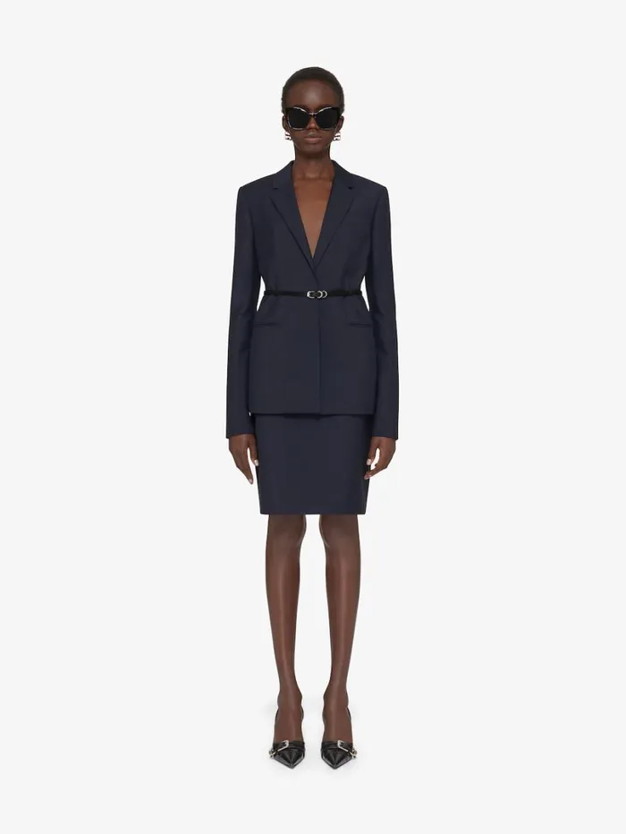 Givenchy Voyou Skirt In Wool And Mohair Night Blue Women Skirts