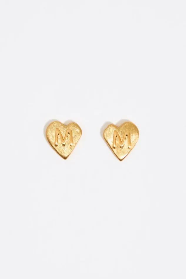 Gold Heart Letter M Earrings Gold Women Bimba Y Lola Alphabet