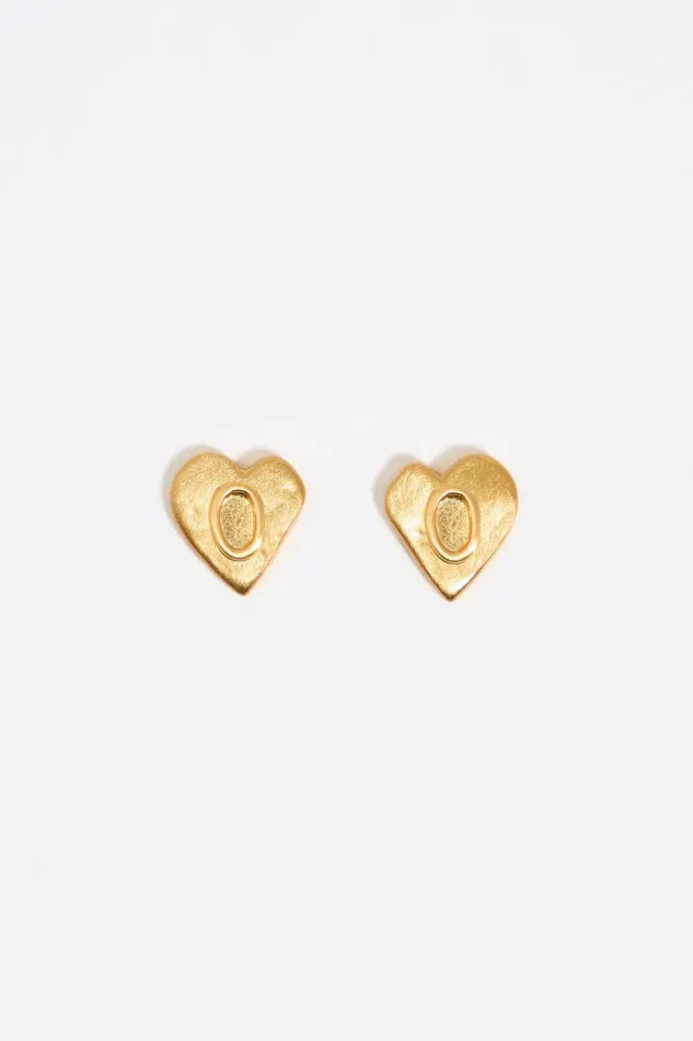 Gold Heart Letter O Earrings Gold Women Bimba Y Lola Alphabet