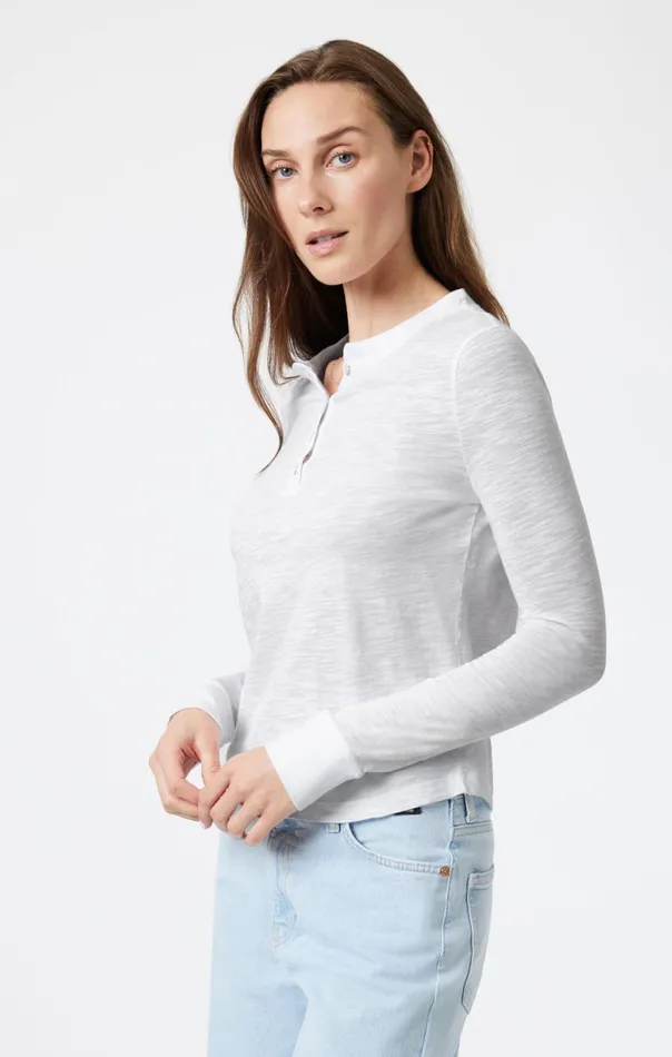 Henley TShirt In Snow Grey Melange Women Mavi Jeans Tops and TShirts Henley TShirt In Snow Grey Melange Women Mavi Jeans Tops and TShirts