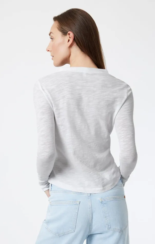 Henley TShirt In Snow Grey Melange Women Mavi Jeans Tops and TShirts Henley TShirt In Snow Grey Melange Women Mavi Jeans Tops and TShirts