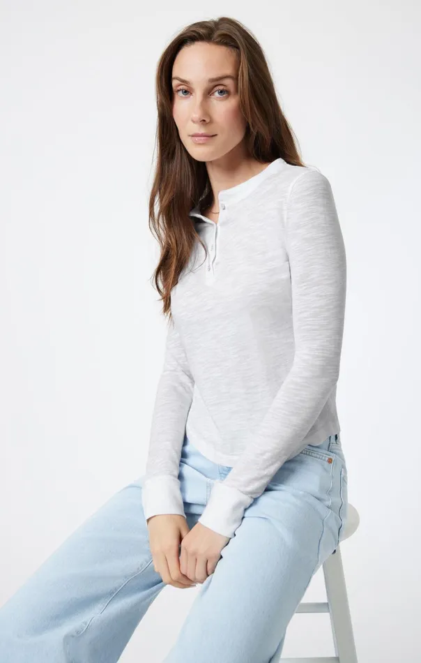 Henley TShirt In Snow Grey Melange Women Mavi Jeans Tops and TShirts Henley TShirt In Snow Grey Melange Women Mavi Jeans Tops and TShirts