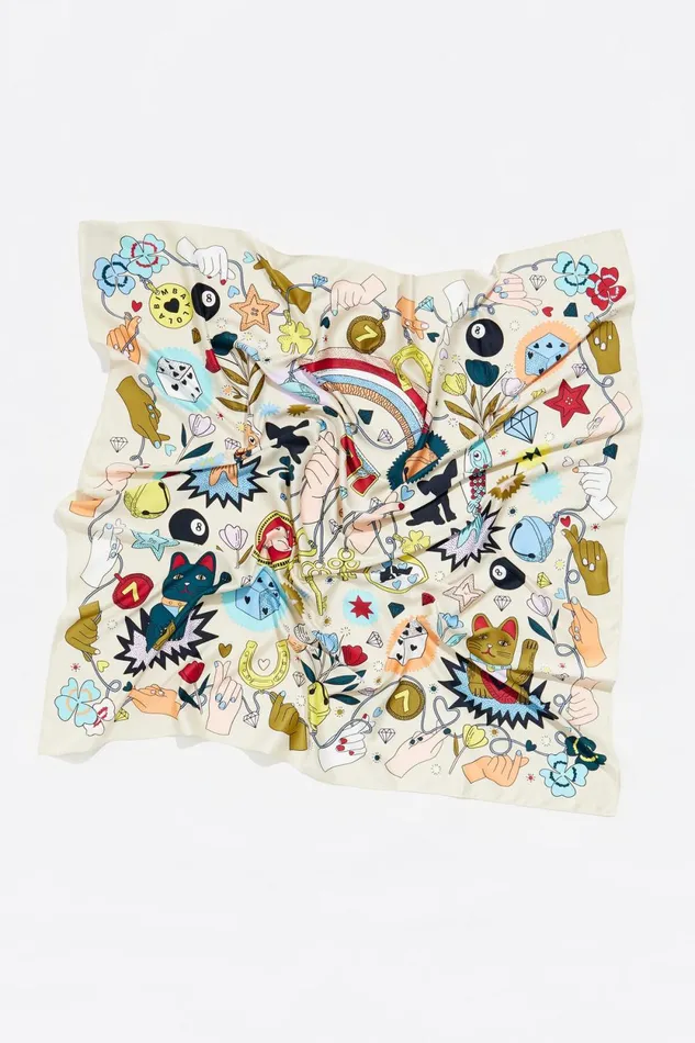 Ivory Lucky Charms Scarf Ivory Women Bimba Y Lola Scarves Ivory Lucky Charms Scarf Ivory Women Bimba Y Lola Scarves