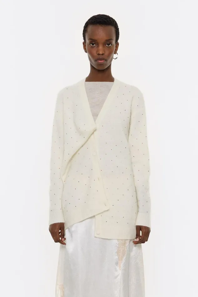Ivory Mohair Rhinestones Cardigan Ivory Women Bimba Y Lola Knitwear