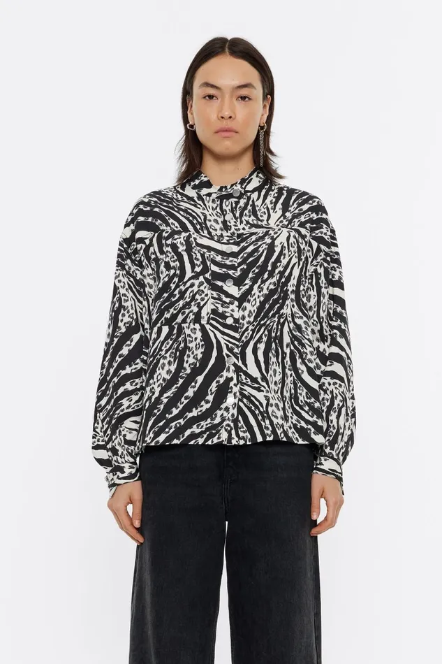 Ivory Zebra Boxy Shirt Zebra Ivory Women Bimba Y Lola Total Look Ivory Zebra Boxy Shirt Zebra Ivory Women Bimba Y Lola Total Look