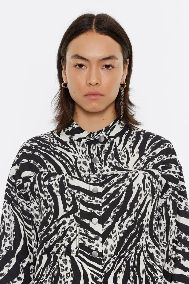 Ivory Zebra Boxy Shirt Zebra Ivory Women Bimba Y Lola Total Look Ivory Zebra Boxy Shirt Zebra Ivory Women Bimba Y Lola Total Look