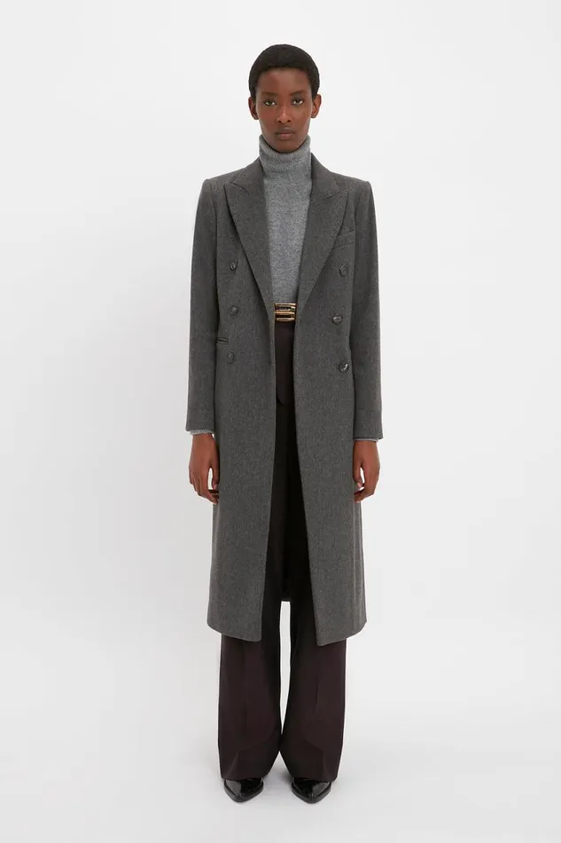 Jackets and Coats Women Victoria Beckham Tailored Slim Coat In Grey Melange