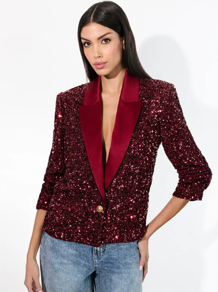 Jackets Coats Women Alice Olivia Devyn Sequin Blazer Garnet