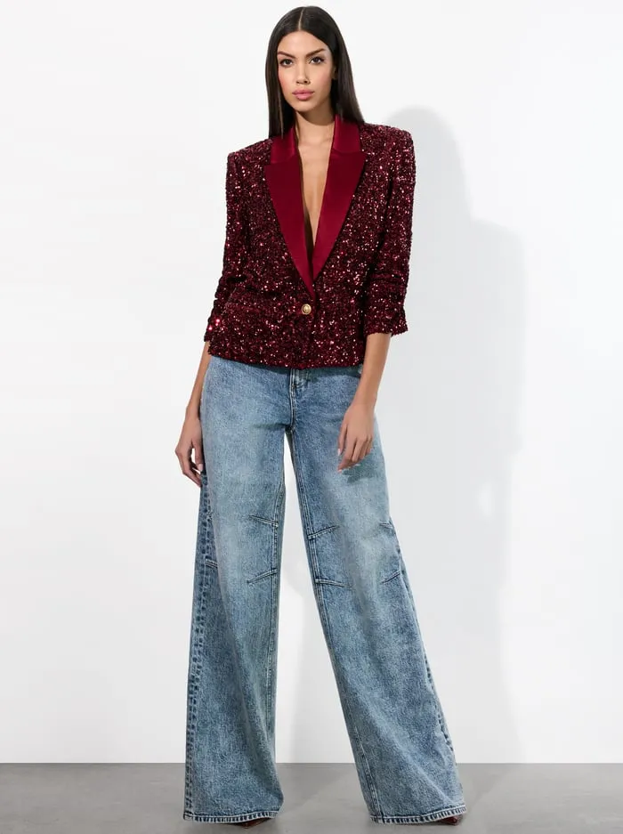 Jackets Coats Women Alice Olivia Devyn Sequin Blazer Garnet