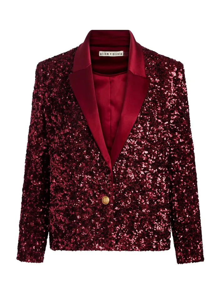 Jackets Coats Women Alice Olivia Devyn Sequin Blazer Garnet