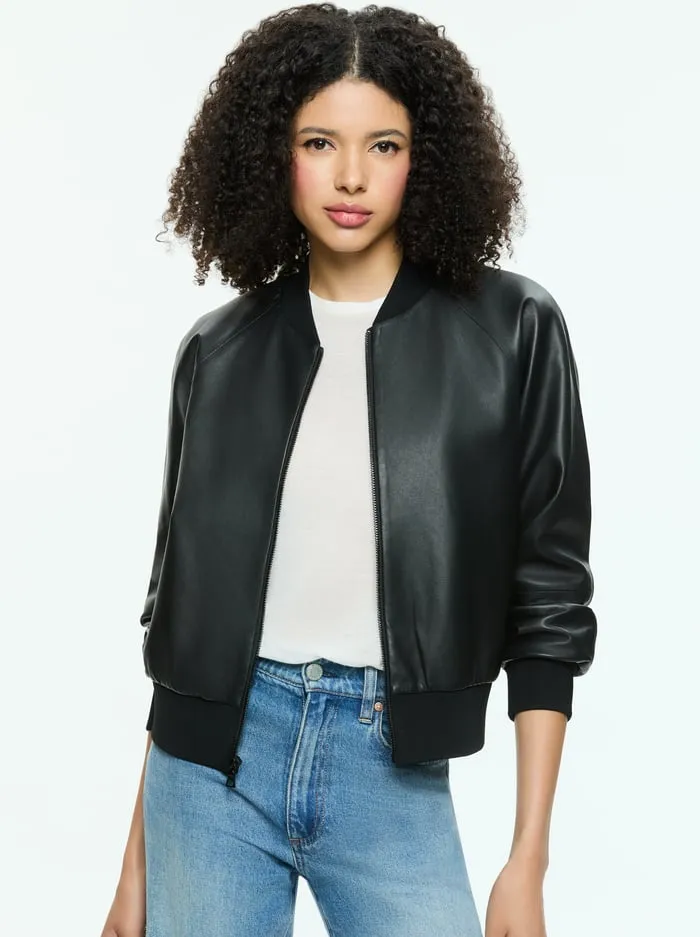 Jackets Coats Women Alice Olivia Felisa Leather Bomber Black