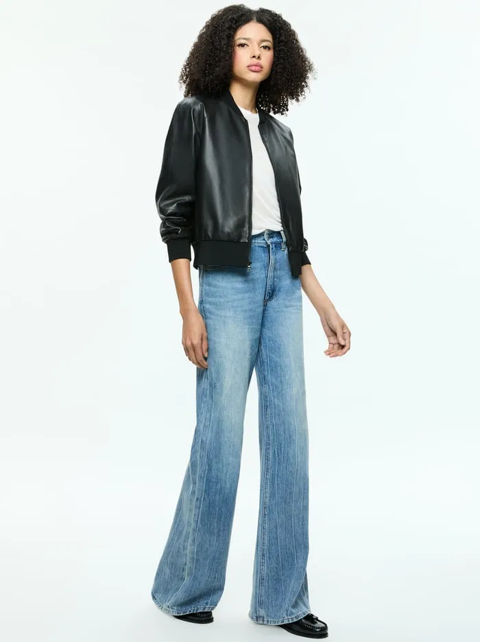 Jackets Coats Women Alice Olivia Felisa Leather Bomber Black