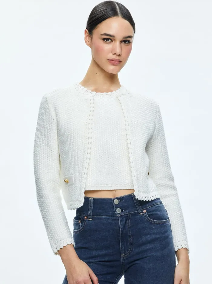 Jackets Coats Women Alice Olivia Noella Knit Jacket Soft White