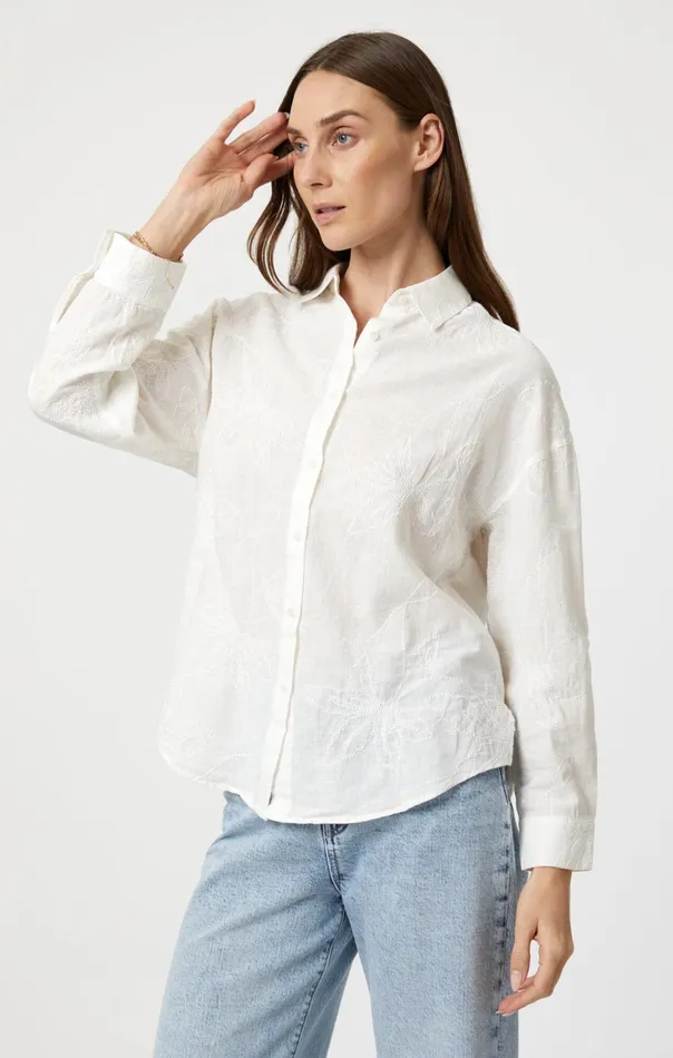 Jacquard Long Sleeve Shirt In White Women Mavi Jeans Shirts Jacquard Long Sleeve Shirt In White Women Mavi Jeans Shirts