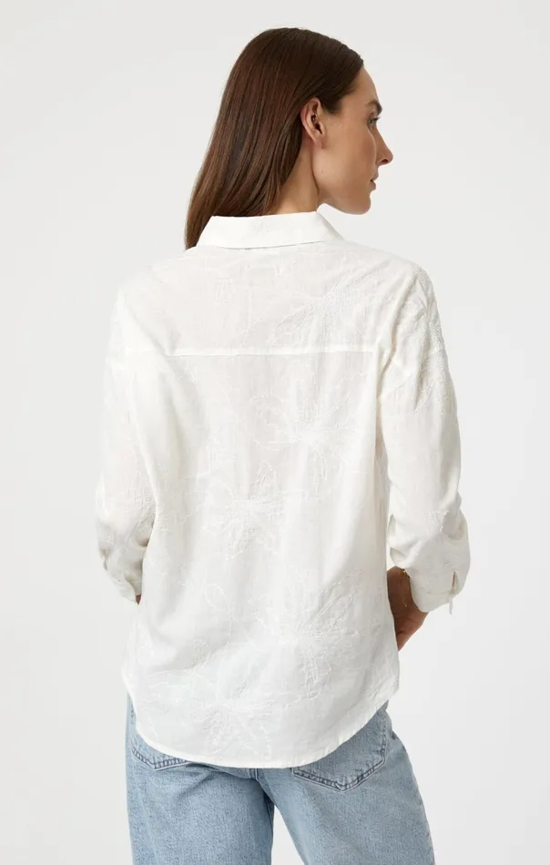 Jacquard Long Sleeve Shirt In White Women Mavi Jeans Shirts Jacquard Long Sleeve Shirt In White Women Mavi Jeans Shirts