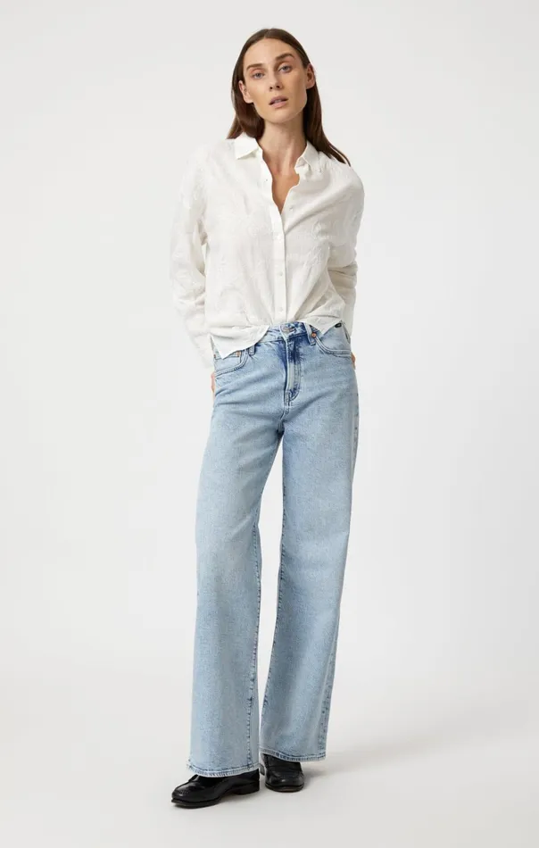 Jacquard Long Sleeve Shirt In White Women Mavi Jeans Shirts Jacquard Long Sleeve Shirt In White Women Mavi Jeans Shirts