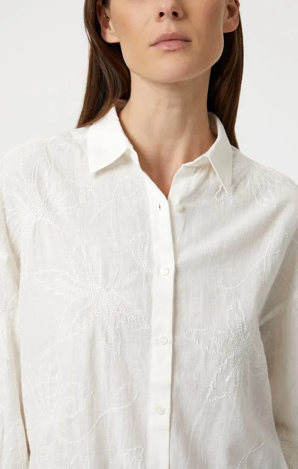 Jacquard Long Sleeve Shirt In White Women Mavi Jeans Shirts Jacquard Long Sleeve Shirt In White Women Mavi Jeans Shirts