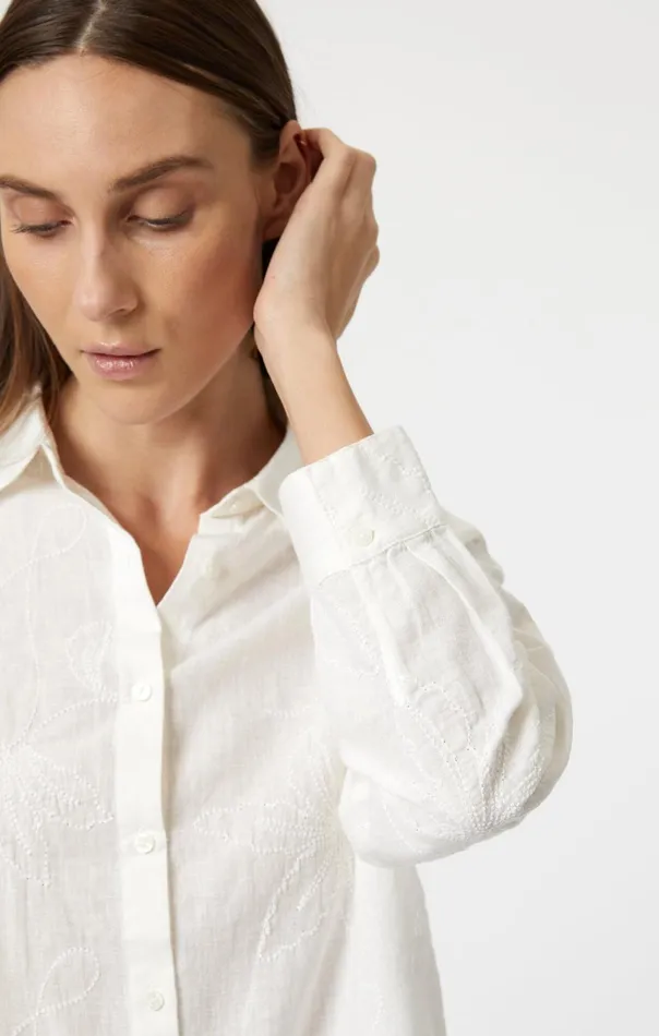 Jacquard Long Sleeve Shirt In White Women Mavi Jeans Shirts Jacquard Long Sleeve Shirt In White Women Mavi Jeans Shirts