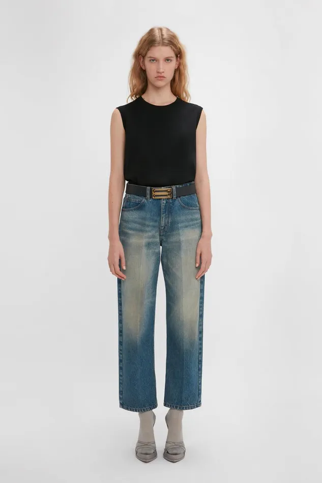 Jeans Women Victoria Beckham Relaxed Straight Leg Jean In Antique Indigo Wash