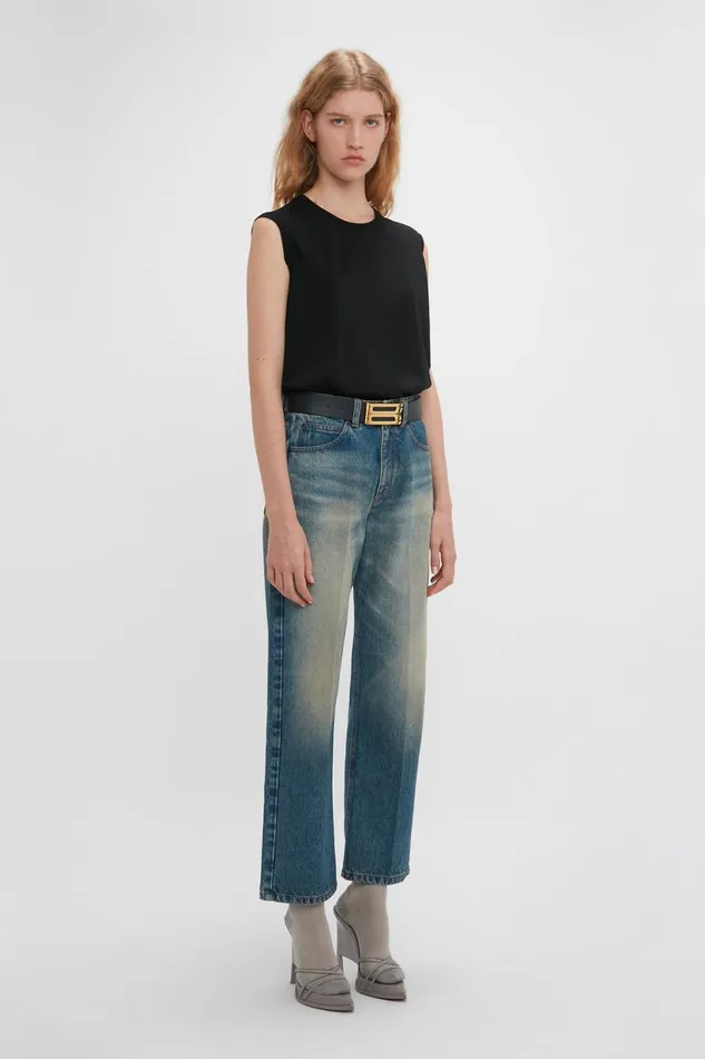 Jeans Women Victoria Beckham Relaxed Straight Leg Jean In Antique Indigo Wash